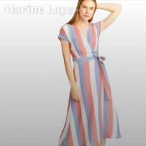 Marine Layer Striped Midi Wrap Dress